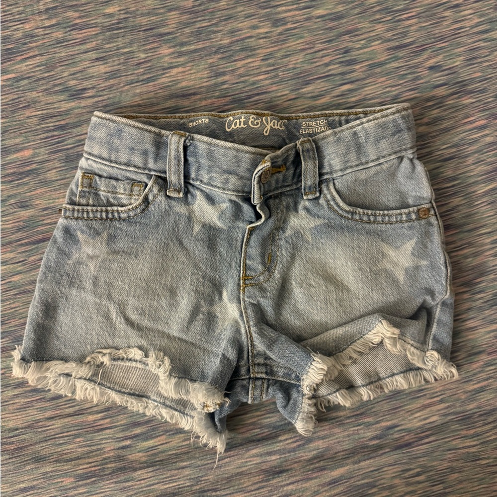 Cat & Jack Blue Jean Shorts with Frayed Hem